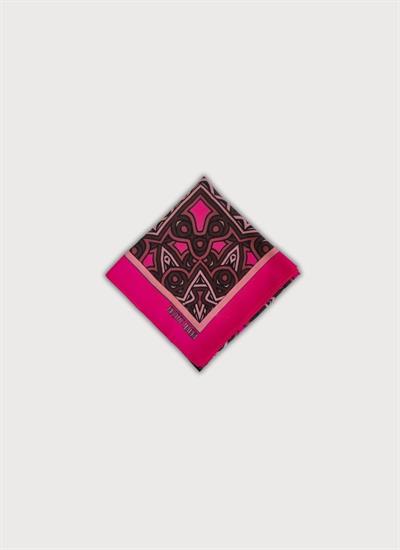 GEOMETRİK DESENLİ PEMBE KAHVERENGİ PAMUK EŞARP
