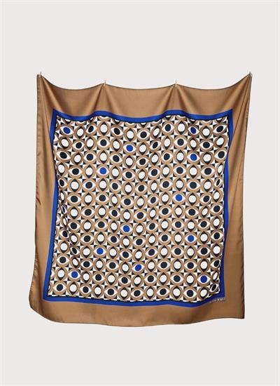 GEOMETRİK GÖZ DESENLİ TWİLL SATEN EŞARP