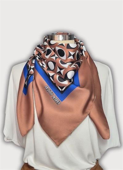 GEOMETRİK GÖZ DESENLİ TWİLL SATEN EŞARP