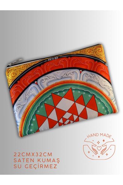 KADIN ÇANTA CLUTCH PORTFÖY YANTRA SEMBOL DESENLİ