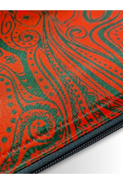 KADIN KIRMIZI ÇANTA CLUTCH PORTFÖY FİL DESENLİ