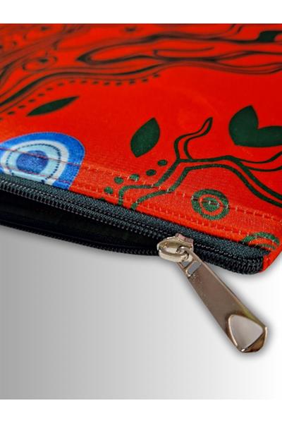 KADIN KIRMIZI ÇANTA CLUTCH PORTFÖY FİL DESENLİ