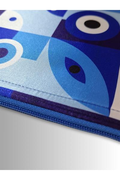 KADIN MAVİ CLUTCH ÇANTA PORTFÖY NAZAR GÖZ DESENLİ