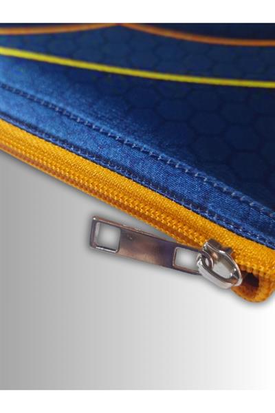 KADIN MAVİ CLUTCH ÇANTA YAŞAM ÇİÇEĞİ SEMBOL DESENLİ