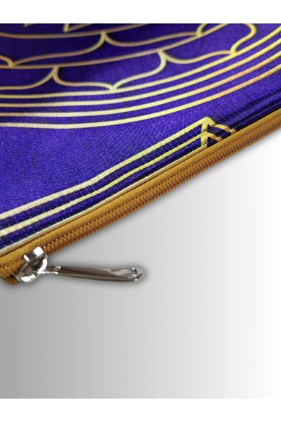 KADIN MOR CLUTCH ÇANTA PORTFÖY YANTRA SEMBOL DESENLİ