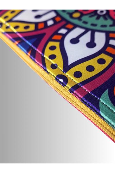 KADIN RENKLİ CLUTCH ÇANTA PORTFÖY ÇİÇEK MANDALA DESENLİ