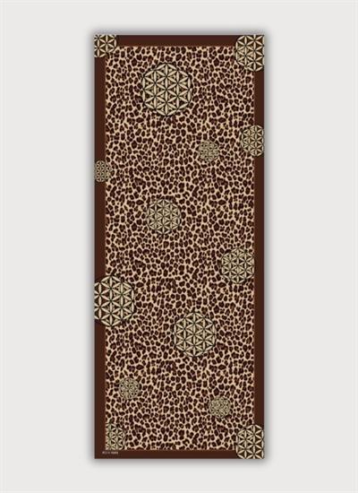 LEOPAR VE YAŞAM ÇİÇEĞİ DESENLİ KAHVERENGİ PAMUK ŞAL