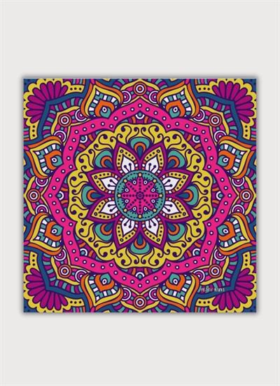 ÇİÇEK MANDALA ÇOK RENKLİ SATEN FULAR