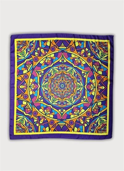 MOR IŞIK MANDALA TWİLL SATEN ÇOK RENKLİ BOYUN BANDANA FULAR