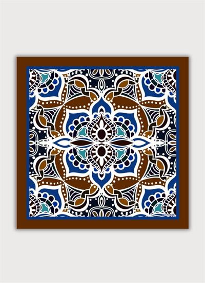 TOPRAK HAVA SU MANDALA DESENLİ KAHVERENGİ TWİLL SATEN FULAR