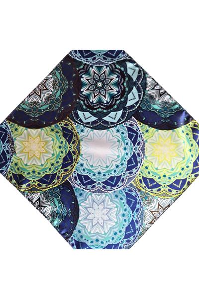 Yeşil Mavi Mendil Mandala Desenli