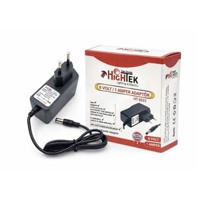 Hightek HT-6223 6V 1A Plastik Kasa Adaptör DC Güç Kaynağı Stabil ÇıkışHightek HT-6223 6V 1A Plastik Kasa Adaptör DC Güç KaynağıAdaptörler