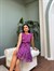 Yoryo Şifon Kumaş Sıfır Kol Mor Mini Elbise