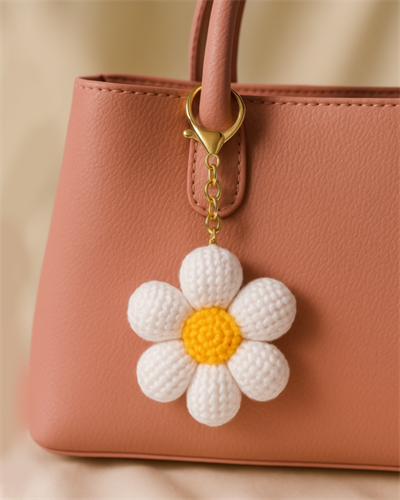 🌼✨ PAPATYA ÇANTA CHARMI & ANAHTARLIK – %100 EL YAPIMI ✨🌼