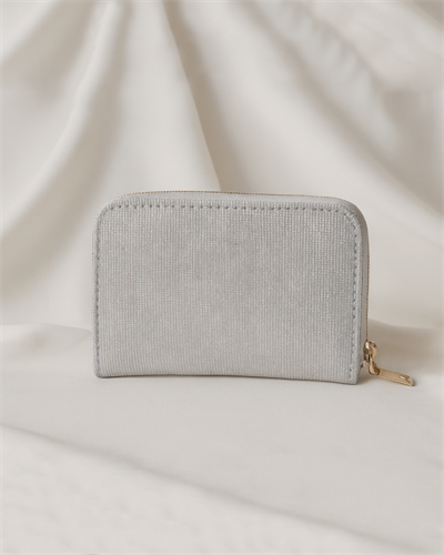 Luna Parlak Simli Fermuarlı Cüzdan