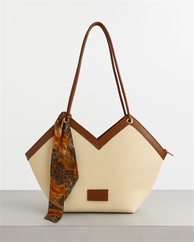 Siesta Shopper Kumaş Çanta - Krem