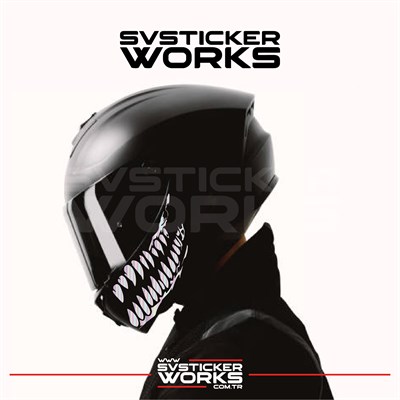 Ağız Diş Köpekbalığı Sticker Kask Vizör Sticker Tüm Kasklar Uyumlu 2 Adet Sağ Sol