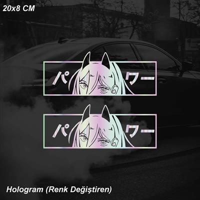 Anime Kız (Power Chainsaw Man) JDM Sticker Motosiklet Araba Laptop Sticker Yapışkanlı Folyo