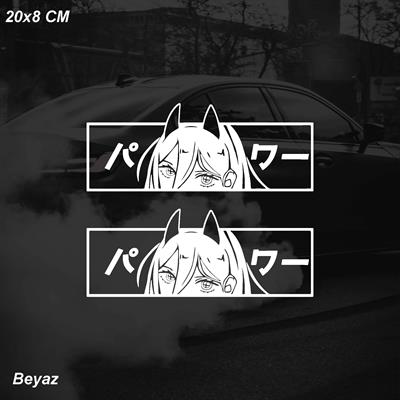 Anime Kız (Power Chainsaw Man) JDM Sticker Motosiklet Araba Laptop Sticker Yapışkanlı Folyo