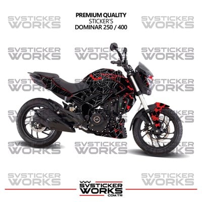 Bajaj Dominar 250 / 400 Kaplama Sticker Crimson Web Design Motor Kaplama Modeli Hazır Kit Tüm Modeller Uyumlu 
