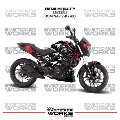 Bajaj Dominar 250 / 400 Kaplama Sticker Death Design Motor Kaplama Modeli Hazır Kit Tüm Modeller Uyumlu 