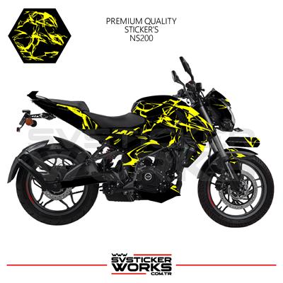 BAJAJ NS200 Kaplama Sticker Şimşek Yıldırım Motor Kaplama Modeli Hazır Kit 