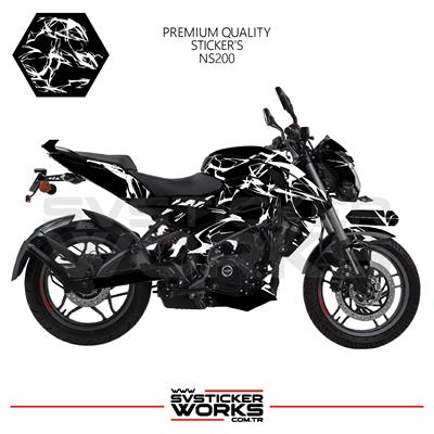 BAJAJ NS200 Kaplama Sticker Şimşek Yıldırım Motor Kaplama Modeli Hazır Kit 