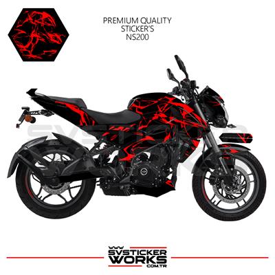BAJAJ NS200 Kaplama Sticker Şimşek Yıldırım Motor Kaplama Modeli Hazır Kit 