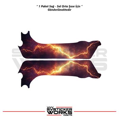 BAJAJ NS200 Orta Şase Kaplama Modeli Kırmızı Yıldırım Desen