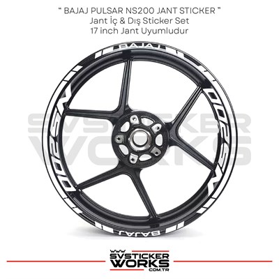 BAJAJ NS200 Sticker Jant İç Yazı Ve Dış Şerit 24lü Set Sticker Etiket