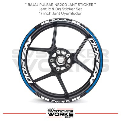 BAJAJ NS200 Sticker Jant İç Yazı Ve Dış Şerit 24lü Set Sticker Etiket