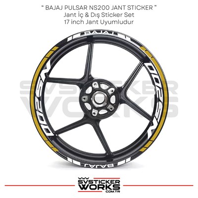 BAJAJ NS200 Sticker Jant İç Yazı Ve Dış Şerit 24lü Set Sticker Etiket