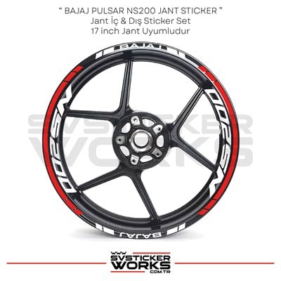 BAJAJ NS200 Sticker Jant İç Yazı Ve Dış Şerit 24lü Set Sticker Etiket