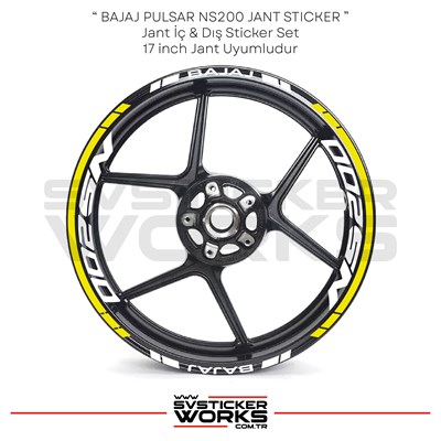 BAJAJ NS200 Sticker Jant İç Yazı Ve Dış Şerit 24lü Set Sticker Etiket