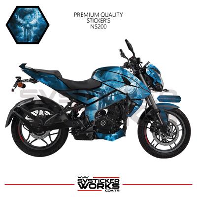 BAJAJ NS200 Sticker Kaplama Punisher Motor Kaplama Modeli Hazır Kit 