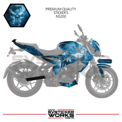BAJAJ NS200 Sticker Kaplama Punisher Motor Kaplama Modeli Hazır Kit 