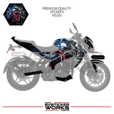 BAJAJ NS200 Sticker Kaplama Venom Motor Kaplama Modeli Hazır Kit 