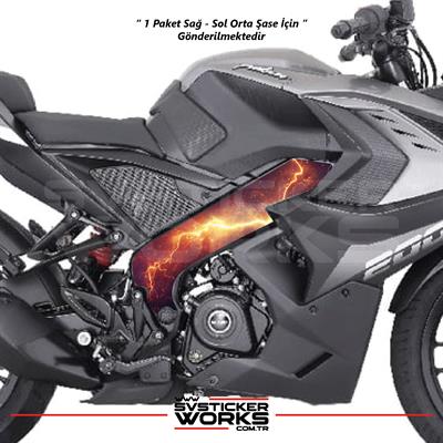 Bajaj Pulsar RS200 Orta Şase Kaplama Kırmızı Şimşek Desen Sticker