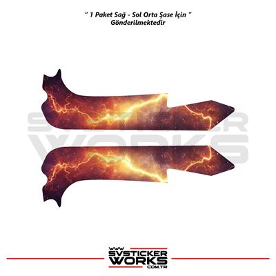 Bajaj Pulsar RS200 Orta Şase Kaplama Kırmızı Şimşek Desen Sticker