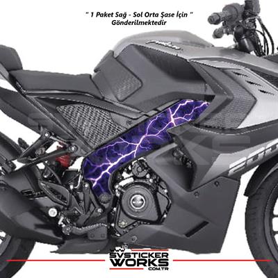 Bajaj Pulsar RS200 Orta Şase Kaplama Mor Şimşek Desen Sticker
