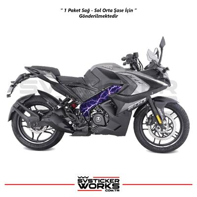Bajaj Pulsar RS200 Orta Şase Kaplama Mor Şimşek Desen Sticker