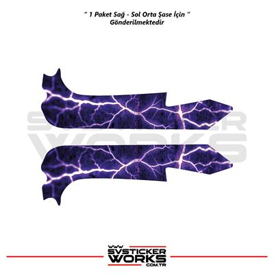 Bajaj Pulsar RS200 Orta Şase Kaplama Mor Şimşek Desen Sticker
