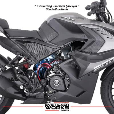 Bajaj Pulsar RS200 Orta Şase Kaplama Reality Venom Kaplama Desen Sticker