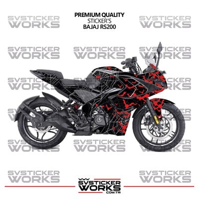 Bajaj Rs200 Kaplama Sticker Crimson Web Design Motor Kaplama Modeli Hazır Kit Tüm Modeller Uyumlu 