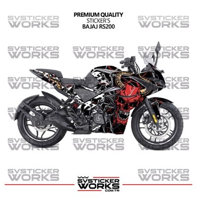 Bajaj Rs200 Kaplama Sticker Death Design Motor Kaplama Modeli Hazır Kit Tüm Modeller Uyumlu 