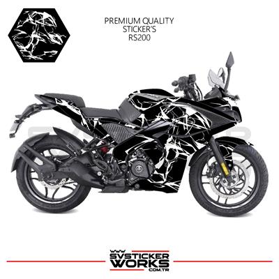 BAJAJ RS200 Kaplama Sticker Şimşek Yıldırım Motor Kaplama Modeli Hazır Kit 