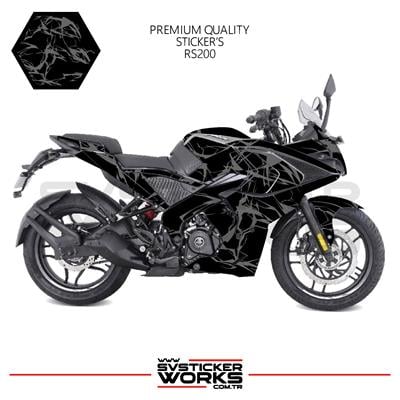BAJAJ RS200 Kaplama Sticker Şimşek Yıldırım Motor Kaplama Modeli Hazır Kit 