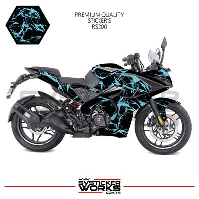 BAJAJ RS200 Kaplama Sticker Şimşek Yıldırım Motor Kaplama Modeli Hazır Kit 
