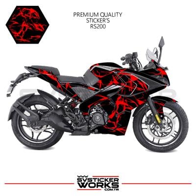 BAJAJ RS200 Kaplama Sticker Şimşek Yıldırım Motor Kaplama Modeli Hazır Kit 