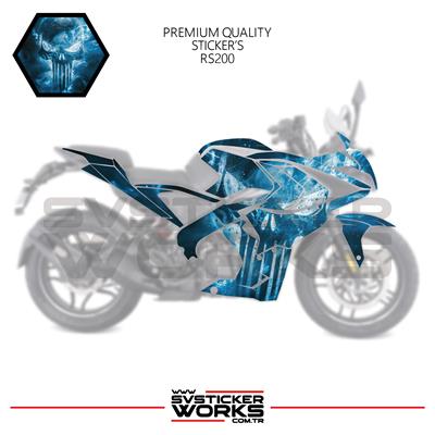 BAJAJ RS200 Sticker Kaplama Punisher Motor Kaplama Modeli Hazır Kit 